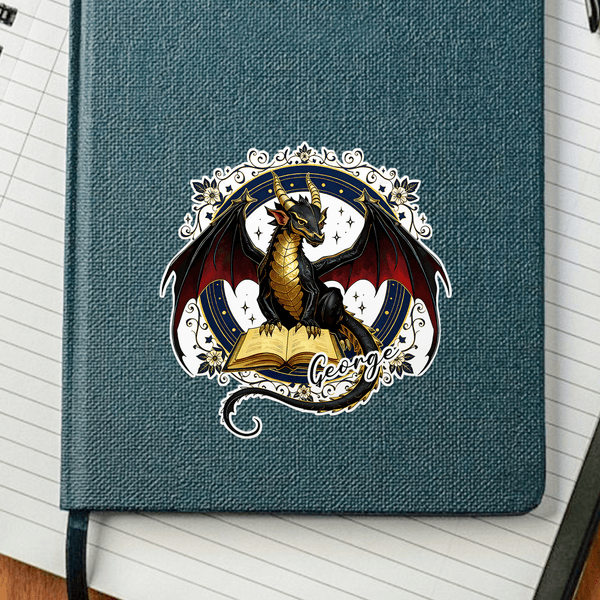 Personalisierte Buch Drache Satz von 2 Ostern wasserdicht Aufkleber Etiketten mit Namen Home Decor Geburtstagsgeschenk für Buchliebhaber Bücherwürmer