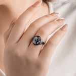 Gepersonaliseerde Sterling Zilver Ring met Verborgen Warmtefoto Twee Geboortestenen en Tekst Verjaardag- of Jubileumcadeau voor Dames