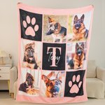Personalisierte Mehrfarbige 6 Hund Katze Fotos Weiche Decke mit Pfotenmuster Namen Initiale Geburtstag Geschenk für Tierliebhaber Haustierbesitzer