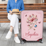 Gepersonaliseerde Multicolor Geboortebloem Geboortesteen Bagagehoes Past 18-32 Inch Koffer met Naam Reisaccessoires Verjaardagscadeau voor Vrouwen