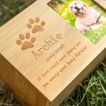 Personalisierte Pfotenabdruck Holz Haustier Urne mit Foto und Text Gravur Erinnerung Gedenk Geschenk für Tierbesitzer