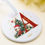 Personalized Cartoon Character Christmas Tree Ceramic Ornament with Initial and Name Christmas Decor  Gift for Family Kids