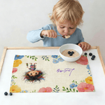 Set de table en lin imperméable personnalisé avec nom et personnage - Décoration de salle à manger - Cadeau d'anniversaire pour les enfants