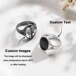 Gepersonaliseerde Sterling Zilver Ring met Verborgen Warmtefoto Twee Geboortestenen en Tekst Verjaardag- of Jubileumcadeau voor Dames
