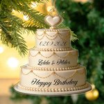 Personalized Cake Shape Acrylic Ornament with Name Wedding Tree Decor Valentine's Day Christmas Birthday Gift for Couple