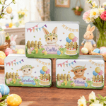 Personalised Easter Egg Cake Animal Biscuit Tin Box with Name Storage Accessories Easter Party Gift for Boys Girls