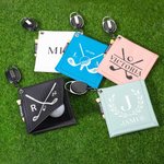 Gepersonaliseerde lederen absorberen water golf handdoek met golf tees intrekbare clip draagbare accessoires verjaardagscadeau voor golfliefhebbers