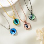 Personalized Cat Eye Photo Necklace Dainty Jewelry Birthday Memorial Gift for Women Pet Lovers