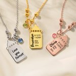 Personalized Baby Birth Stats 1-3 Baby Bottle Necklace with Engraved Text and Birthstone Birth Announcement Baby Shower Gift for Kid New Mom