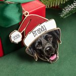 Personalisierter Hund Katze Haustierfoto Baumschmuck aus Holz mit Weihnachtsmütze und Namen Weihnachten Haus Deko Geschenk für Tierliebhaber
