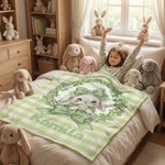Personalizzato Multicolore Plaid Cute Polka-Dot Bow Bunny Coperta morbida con nome Home Decor Regalo di Pasqua per bambini