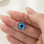 Personalized Cat Eye Photo Necklace Dainty Jewelry Birthday Memorial Gift for Women Pet Lovers