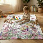 Personalised Pink Wildflower Butterfly Soft Throw Baby Blanket with Name Home Decor Birthday Gift for Girls