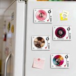 Personalized Vinyl Record Photo Design Acrylic Fridge Magnet with Text Home Decor Birthday Valentine's Day Gift for Couple Friends