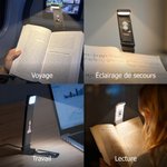 Lampe LED rechargeable à pince personnalisée avec personnage de lecture en dessin animé et nom - Cadeau d'anniversaire pour amoureux des livres
