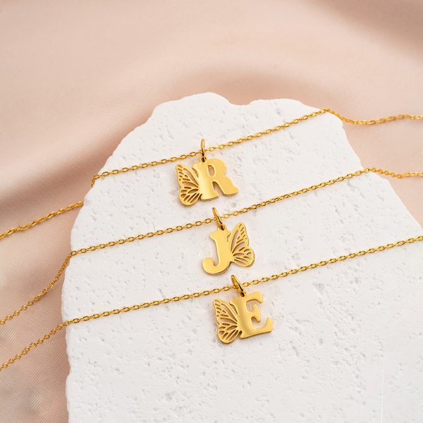 Personalized Butterfly  Initial Necklace Dainty Jewelry Anniversary Valentine's Day Birthday Gift for Women