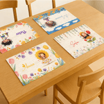 Set de table en lin imperméable personnalisé avec nom et personnage - Décoration de salle à manger - Cadeau d'anniversaire pour les enfants