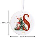 Personalized Cartoon Character Christmas Tree Ceramic Ornament with Initial and Name Christmas Decor  Gift for Family Kids
