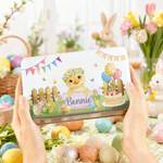 Boîte en fer blanc personnalisée avec nom pour les œufs de Pâques, les gâteaux, les animaux et les biscuits Cadeau de Pâques pour les garçons et les filles