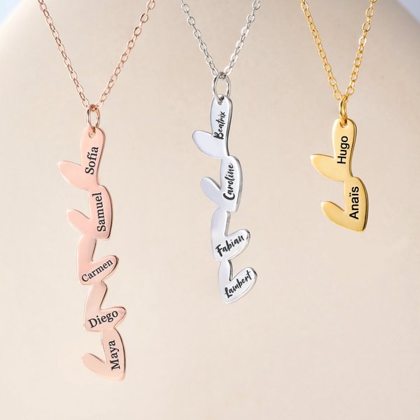 Collana personalizzata 1-5 cuori con nome inciso Regalo per la festa della mamma, compleanno e anniversario per la nonna e la sorella