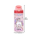 Personalized Fantasy Unicorn Rainbow Star 12 oz Insulated Water Bottle with Name and Silicone Straw Daily Use Birthday Back to School Gift for Girls
