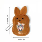 Oreilles de lapin en peluche personnalisées avec nom et bracelet Fête de Pâques Cadeau d'anniversaire pour garçons filles