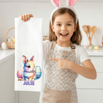 Spersonalizowany ręcznik waflowy Cute Bunny Super Absorbent Waffle Tea Towel z imieniem i nazwiskiem Wielkanocny prezent dla chłopców i dziewczynek