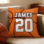 Personalized Basketball Volleyball Throw Pillow Cover with Name and Number Home Decor Anniversary Birthday Gift for Sports Ball Lovers