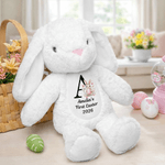 Personalized Flower Peter Rabbit Cute Bunny Plush Stuffed Animal Toy with Name and Initial First Easter Holiday Gift for Kids