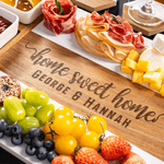 Personalisierte Home Sweet Home gravierten Namen Marmor 11 Stück Schneidebrett Untersetzer Set mit Keramik-Schüssel Valentinstag Jahrestag für Familie Freund