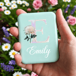 Flor de nacimiento personalizada Efecto perla LED Espejo de maquillaje plegable con nombre e inicial Regalo de cumpleaños de viaje para amigas maquilladoras