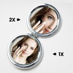 Personalised Pearl Effect Birth Flower Anti‑Fingerprint Shell Double-Sided 1X 2X Makeup Pocket Mirror with Name Birthday Travel Gift for Women
