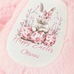 Personalized Watercolor Floral Rabbit Plush Easter Bunny Stuffed Toy with Name Party Basket Filler Easter Gift for Newborns Kids