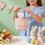 Panier d'œufs personnalisé avec nom initiale et motif de lapin - Cadeau de fête Pâques pour les enfants
