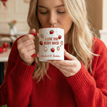 Spersonalizowany kubek ceramiczny I Love You Berry Much Strawberry Design 11 oz 15 oz z imieniem i podkładką Walentynkowy prezent urodzinowy dla pary