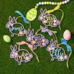 Décoration de Lapin en Bois Ornement Personnalisé avec Nom Gravé Cadeau de Pâques pour Enfant Bébé Nouveau-Né