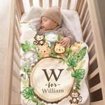 Personalisierte niedlichen Cartoon Dschungel Tiere weiche Decke mit Namen und Text Nusery Zimmer Dekoration Geburtstag Baby Dusche Geschenk für Kinder