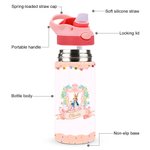 Gepersonaliseerde Schattige Konijn Paaseieren Bloem 12 oz Geïsoleerde Waterfles met Rietje en Morsvrij Deksel Paasdag Cadeau voor Kinderen