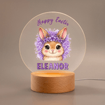 Personalized Leopard Print Cartoon Rabbit LED Acrylic Night Light with Name Easter Gift for Babies Children Newborn