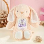 Personalized Watercolor Floral Rabbit Plush Easter Bunny Stuffed Toy with Name Party Basket Filler Easter Gift for Newborns Kids
