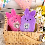 Oreilles de lapin en peluche personnalisées avec nom et bracelet Fête de Pâques Cadeau d'anniversaire pour garçons filles