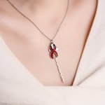 Personalisierte Herz Birthstone Seide Kreuz Halskette mit Namen Zierlich Schmuck Taufe Geburtstag Geschenk für Christen Frauen