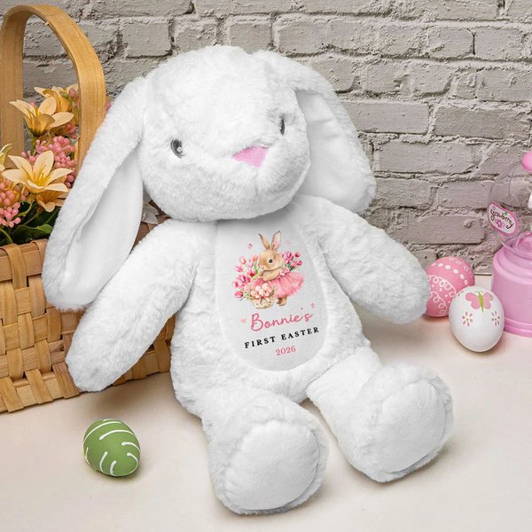 Personalisierte erste Ostern niedliche Hase Plüsch Plüschtier Spielzeug mit Namen und Jahr Urlaub Baby Dusche Geschenk für Jungen Mädchen