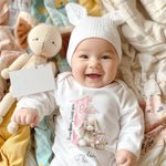 Personlig Some Bunny Loves You 1st Easter Soft Baby Bodysuit Mottakende teppe Swaddle Hat Set med navn Bursdag Baby Shower Gave til nyfødte