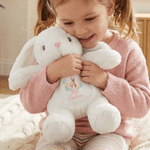 Personalised Floral Frame Cute Bunny Easter Bunny Stuffed Toy with Name Easter Egg Hunt Gift for Kids Boys Girls