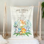 Personalisierte niedlichen Cartoon Dschungel Tiere weiche Decke mit Namen und Text Nusery Zimmer Dekoration Geburtstag Baby Dusche Geschenk für Kinder