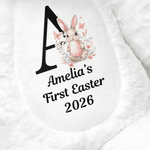 Personalized Flower Peter Rabbit Cute Bunny Plush Stuffed Animal Toy with Name and Initial First Easter Holiday Gift for Kids