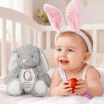 Personalized Flower Peter Rabbit Cute Bunny Plush Stuffed Animal Toy with Name and Initial First Easter Holiday Gift for Kids