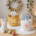 Panier d'œufs personnalisé avec nom initiale et motif de lapin - Cadeau de fête Pâques pour les enfants