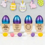 Personalized Easter Egg Rabbit Wooden Egg Cup  with Name and Text Egg Holder Easter Gift for Kids Family